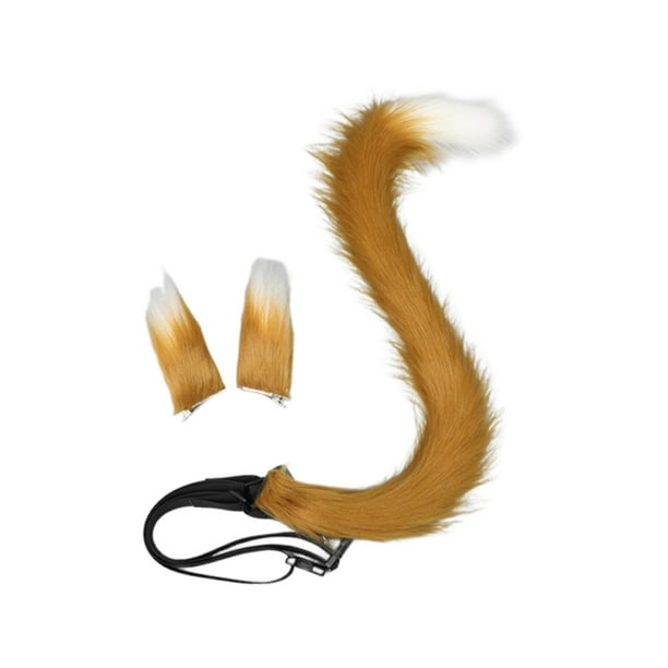 Diadema con orejas de gato, decoración para cosplay, regalo de gato con cola larga para cumpleaños y espectáculos. Camello blanco