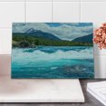 thumbnail image 2 of Nature Cutting Board, Flowing River Rapids Cloudy Snowy Mountain Forest Trees Wildlife Theme, Decorative Tempered Glass Cutting and Serving Board, Small Size, White Green Grey, by Ambesonne, 2 of 5