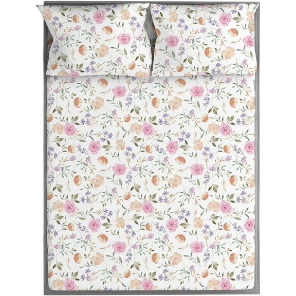 Kids Organic Viscose Derived from Bamboo Sheet Set | Twin or Full Size Fitted Bed Sheets | Oeko-Tex Certified | Cute Toddler Bedding for Girls & Boys Flower Full