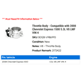 thumbnail image 2 of Throttle Body - Compatible with 2008 Chevy Express 1500 5.3L V8 LMF VIN 4, 2 of 4