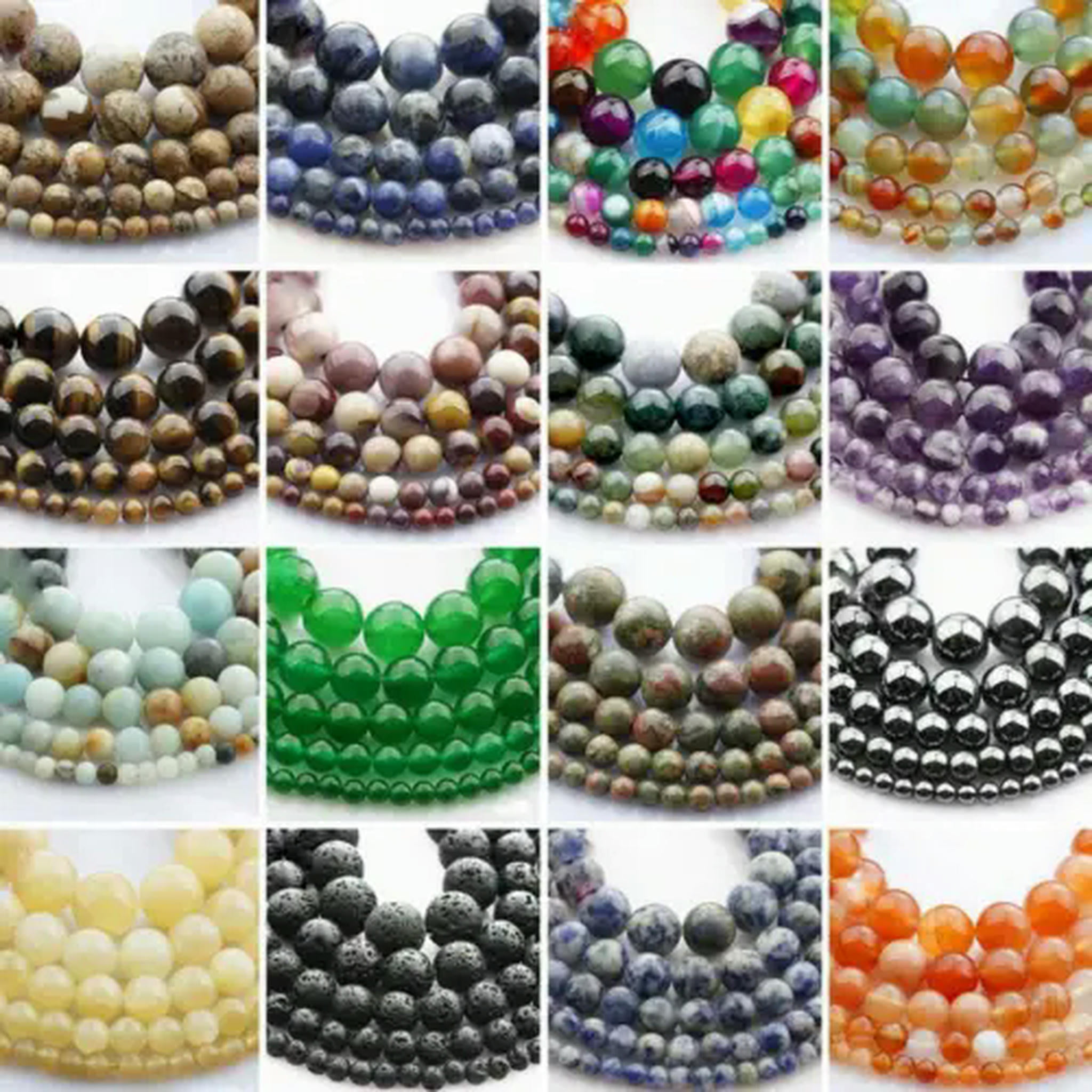 U8MO 15" Strand Natural Stone Rock Gemstone Round Beads 4mm 6mm 8mm 10mm 12mm-Amethyst-12mm