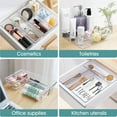 thumbnail image 5 of 25 PCS Plastic Drawer Organizer Set, 4 Sizes Desk Drawer Divider Organizers and Storage Bins for Makeup, Jewelry, Gadgets for Kitchen, Bedroom, Bathroom, Office, Clear Orange, 5 of 6