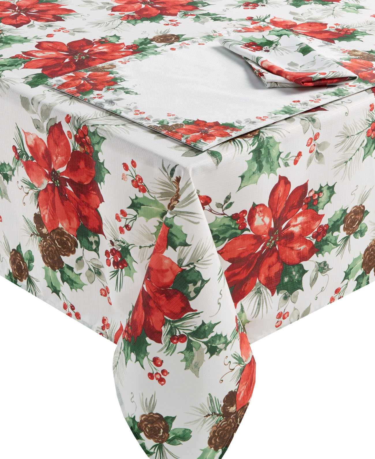 Photo 1 of Bardwil Christmas Watercolor Poinsettia Tablecloth
60" X 102" Rectangle Seats 8-10