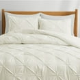 thumbnail image 3 of Peace Nest 3-Piece All Season Pinch Pleated Comforter Set, Cream, Full/Queen, 3 of 5