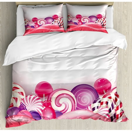 Modern Duvet Cover Set Cute Rainbow Swirl Lollipop Candy Children
