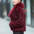 thumbnail image 5 of YDFCWXW Women's Fur Short Coat Winter Warm Furry Jacket Solid Color Lapel Collar Outerwear , XXL, 5 of 6