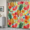 thumbnail image 5 of Summer Fruit Shower Curtain, Watercolor Watermelon Banana Pineapple Red Flowers Waterproof Shower Curtain Set with 12 Hooks Lightweight Bath Curtains Fabric Bathroom Decor 48x72 Inches, 5 of 9