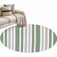thumbnail image 2 of Gray Sage Round Area Rugs 3 ft, Green Stripe Minimalist Vertical Stripes Modern Art Washable Small Area Rug with Non-Slip Sturdy Edge Binding Round Front Door Mat Floor Carpet for Entryway, 2 of 9