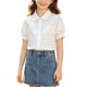 thumbnail image 2 of Odeerbi Camisa de Vestido de Algodón de Las Niñas Flor Bordado de Manga Corta Uniforme de La Escuela Con Bolsillo, 2 of 9