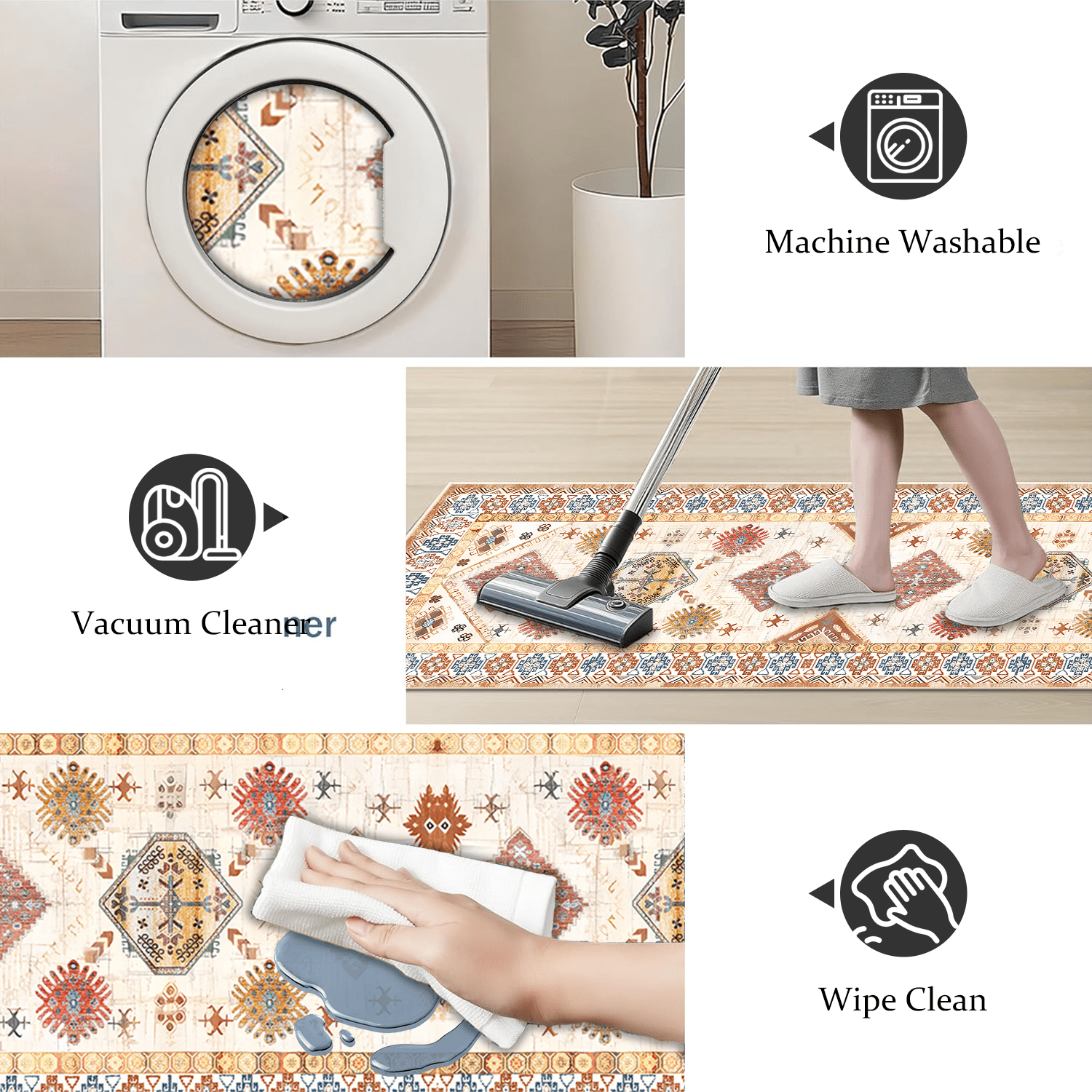 3 Pieces Kitchen Rug Sets with Runner Non Slip Washable Mats for Floor Thick Kitchen Floor Mat Carpet Runner Rugs for Hallway Laundry Holiday Decor