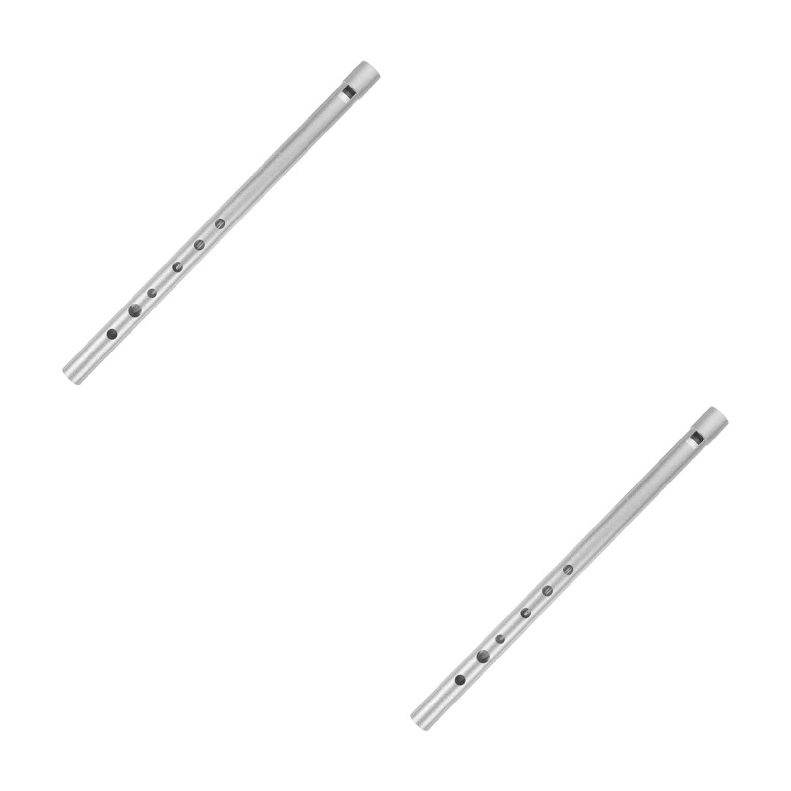 MLINS 2 pcs  Aluminium Alloy Clarinet Portable Recorder for Children Beginners (Silver)