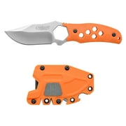 Camillus Comb 7.25" Fixed Drop-Point 3.5" Blade Knife with Sharpeners and Hard Sheath, Orange