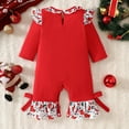 thumbnail image 4 of FYDUU Baby Girl Christmas Outfit Cute Santa Print Long Sleeve Romper Bell Bottom Jumpsuit Girls First Christmas One-Piece Clothes Comfy Onesies 6-12 Months, 4 of 7