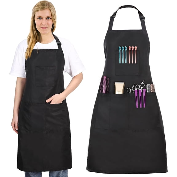 Hair Stylist Apron with 4 Pockets, Hair Resistant 34 Inch Long Dog Grooming Apron Hairdresser Aprons for Salon
