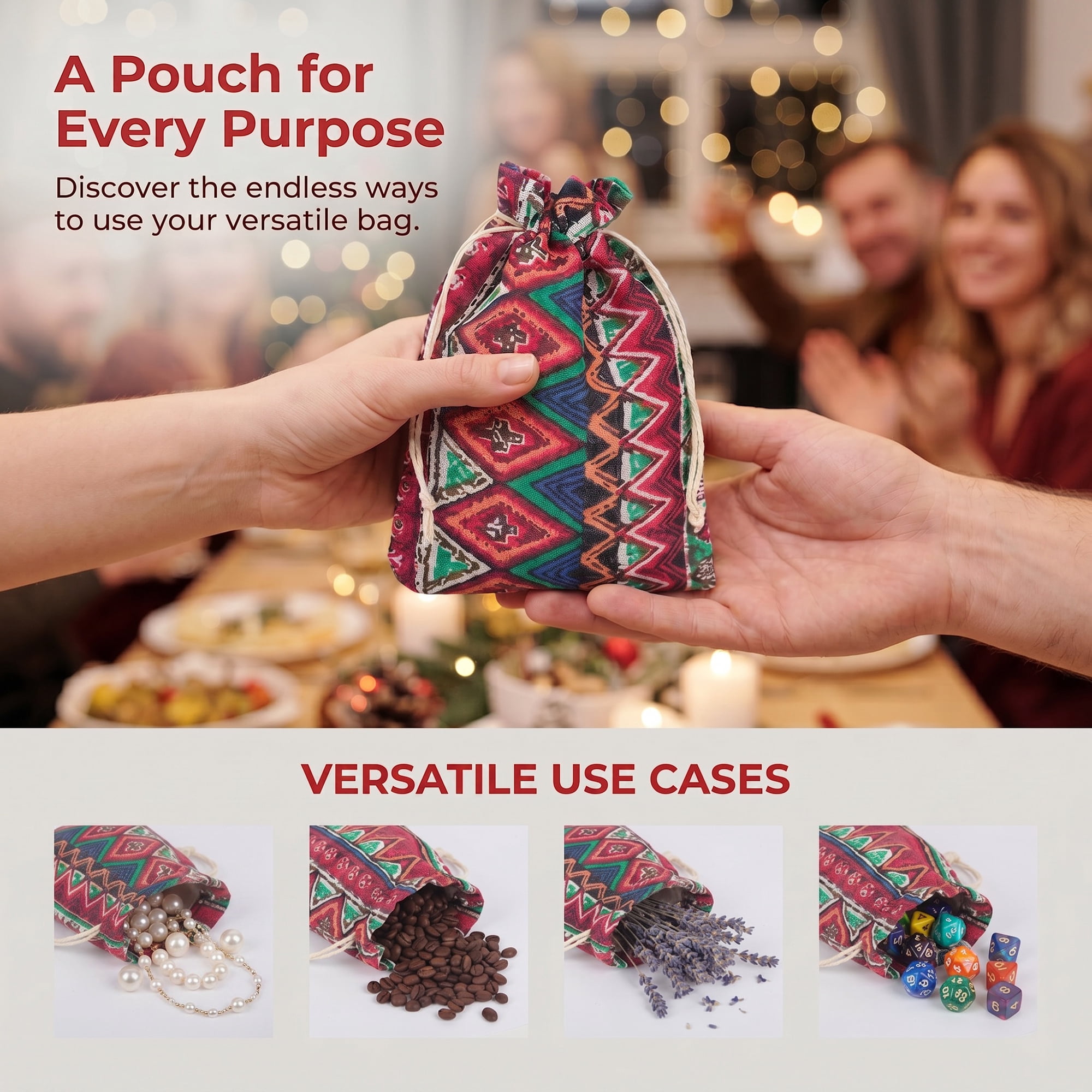 Unique Bargains Drawstring Gift Bags with Handles for Occasions Red 5.1" x 7.1"
