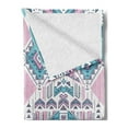 thumbnail image 2 of Tribal Soft Flannel Fleece Throw Blanket, Geometric Bohemian Design Vintage Pastel Colors Art, Cozy Plush for Indoor and Outdoor Use, 50" x 70", Pale Pink and Teal, by Ambesonne, 2 of 5