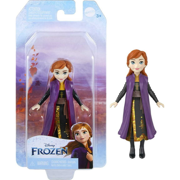Disney Frozen Anna Small Doll in Travel Look, Posable with Removable Cape & Skirt