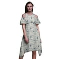 thumbnail image 1 of Bimba Robe à Volants Imprimée Oiseau Rose pour Femmes Épaules Dénudées - X-Small, 1 of 6