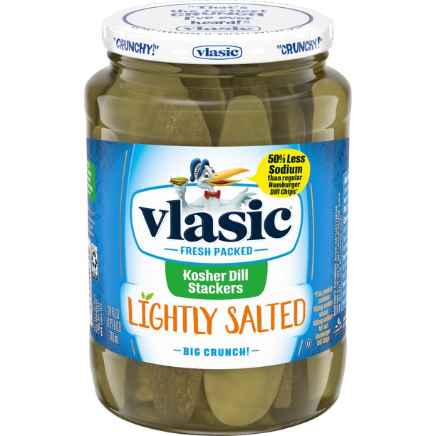Vlasic Lightly Salted Kosher Dill Pickle Stackers, Keto Friendly, 24 FL