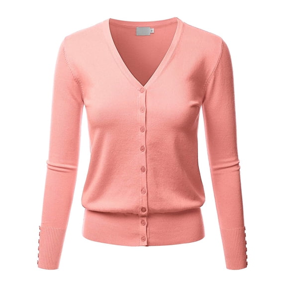 Women's V-Neck Button Down Long Sleeve Classic Knit Cardigan Sweater