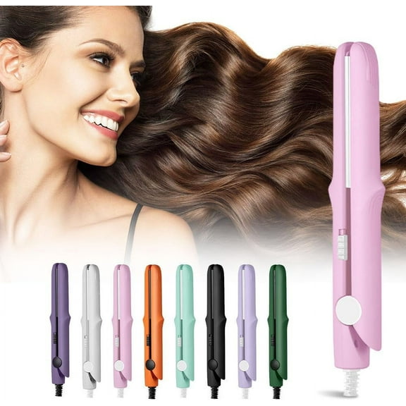 Mini Curling Iron for Short Hair, 2 in 1 Mini Curling Wand & Flat Iron Hair Straightener, Dual-Purpose Curling Iron, Portable Travel Curling Wand Hair Straightener