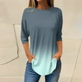 thumbnail image 1 of Pxiakgy Vente Chaude!! T-Shirts à Manches Longues Col Rond pour Femmes Printemps Automne Teinture sur Nœuds Hauts Amples Tunique Décontractée Blouse Col Printemps Tunique Imprimée Décontractée T-Shirts Trois Quarts Hauts pour Femmes Vert 3TG, 1 of 5