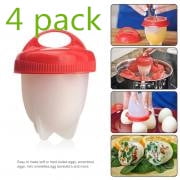Jeobest Egg Cooker - Eggs Boiler Cookers - Egg Cooker Hard Boiled - Egg Cooker Hard and Soft Boiled Egg Cookers without Egg Shell Non Stick Egg Cups Egg Poacher Steamer (4 Pack) (Best Soft Boiled Eggs)