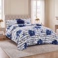 thumbnail image 2 of Regency Heights Twin/Twin XL Comforter Sets, 3-Piece Floral Bedding Sets for All Season, Navy Blue Stripped Comforter Set with Dec Pillow, 2 of 9