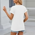 thumbnail image 7 of Besolor Summer Tops for Women Short Sleeve Plain Blouses Button Crewneck Tunics Basic Tee Shirts Fashion Clothes 2025, 7 of 7