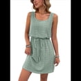 thumbnail image 1 of Vestido Mini con Cordón Texturizado y Calado para Mujer, Color Verde Frijol, Talla M, 1 of 7