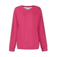thumbnail image 4 of Antinious Womens Fall Tops Solid Long Sleeve V Neck Print Raglan Sweatshirt,Winter Sweatshirt for Women,Going Out Tops for Women,Hot Pink,XXL, 4 of 5