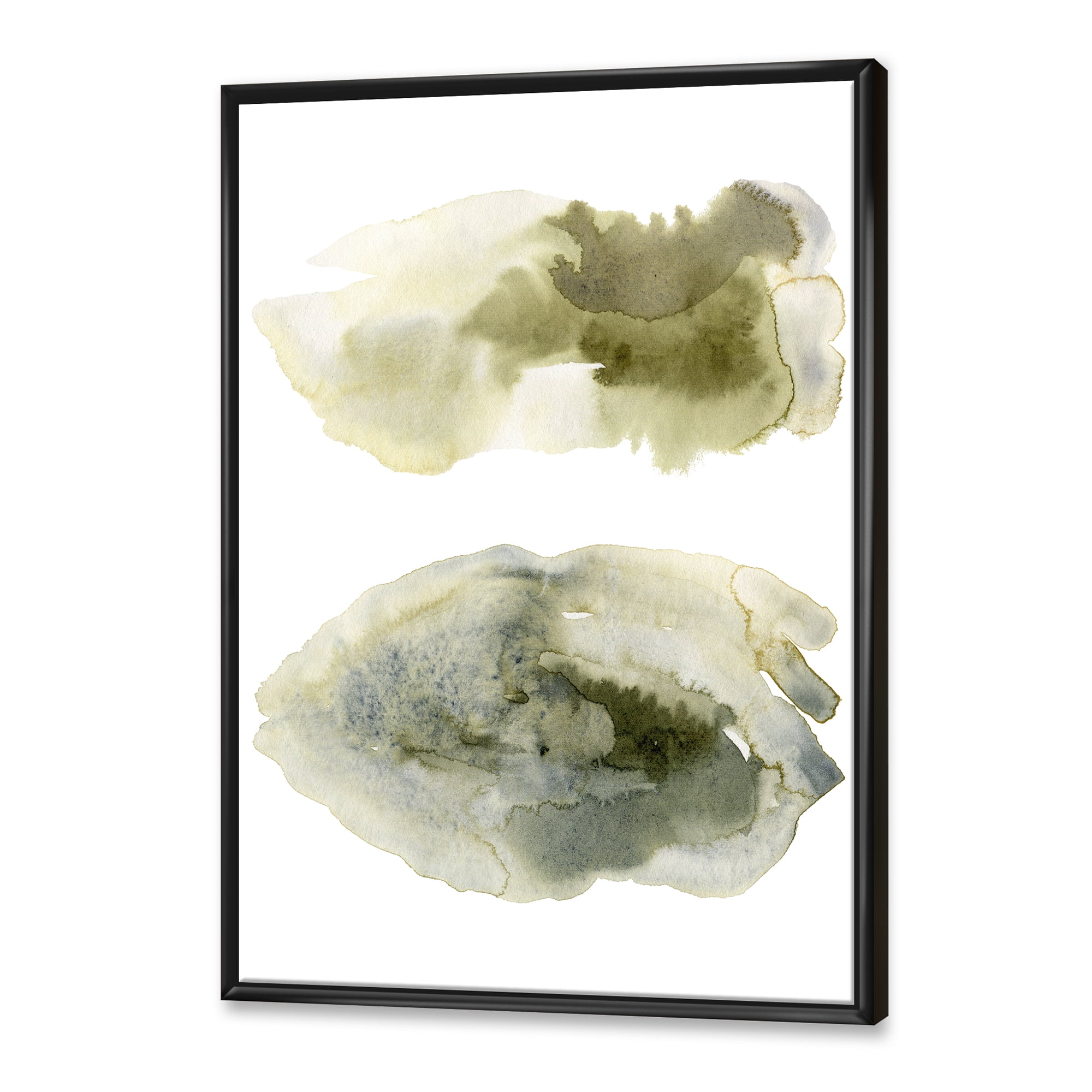 Designart 'Abstract Clouds In Dark Green I' Modern Framed Canvas Wall Art Print