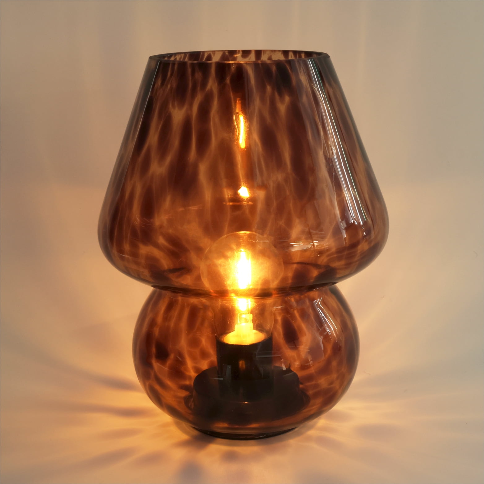 Urban Shop 8" Energy Efficient Brown Tortoise Glass Table Lamps Mushroom