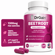 DrGain Beetroot Supplement Capsules with Beet Root Powder, Nitrate-Rich Superfood for Exercise Performance, Circulation Support & Daily Wellness
