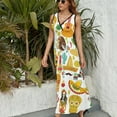 thumbnail image 6 of Fiesta Time! Mexican Icons Womens Night Club Maxi Dress V Neck Sleeveless Bohemia Long Dresses, 6 of 9