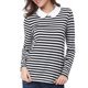 thumbnail image 1 of INSPIRAR CHIC Blusa de Manga Larga para Mujer con Cuello de Muñeca y Rayas en Contraste, Cierre Elástico en la Parte Posterior, Casual, Color Negro, 1 of 8