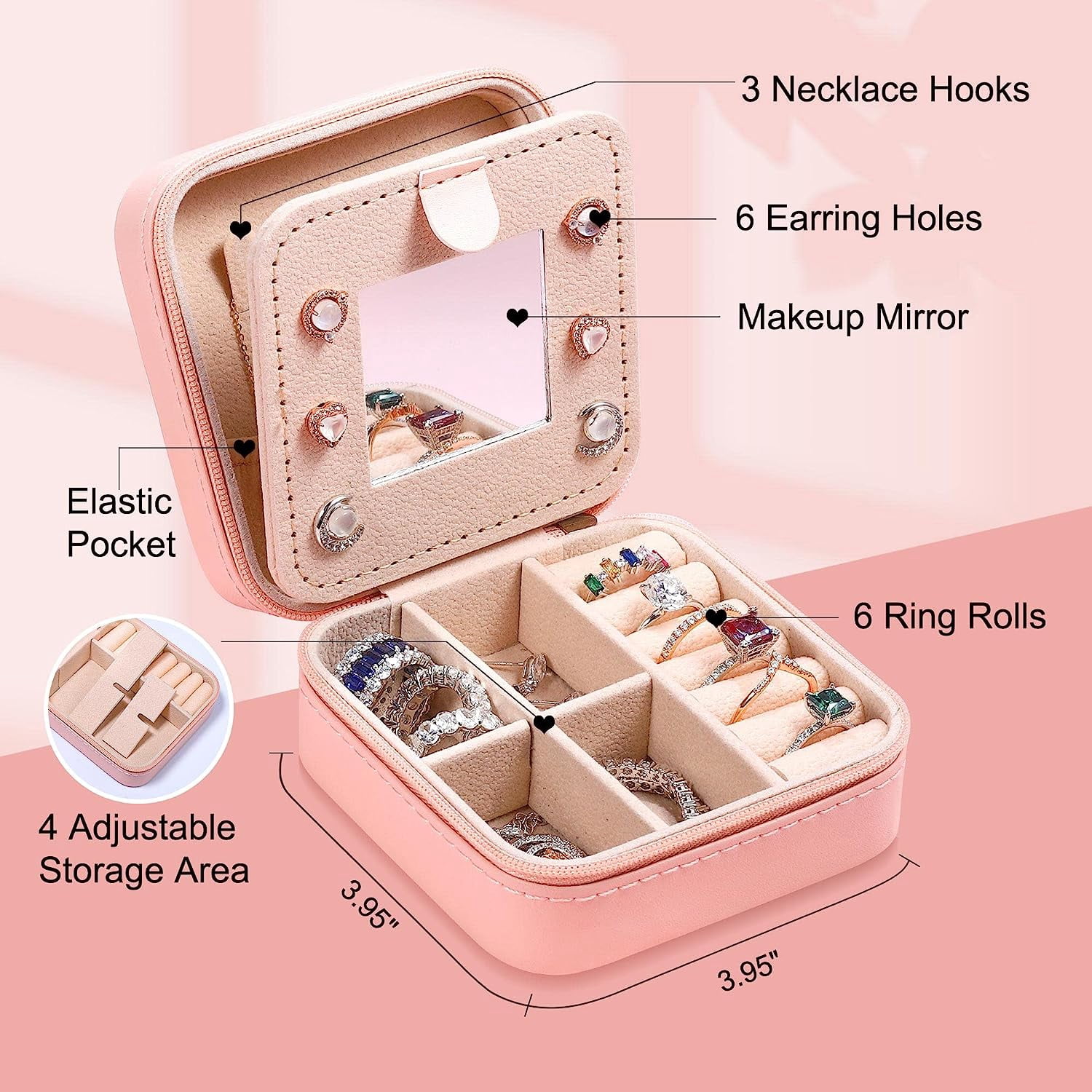 Boîte à Bijoux Portable, Boîte à Bijoux Personnalisée Initiale C, Boîte