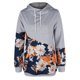 thumbnail image 5 of Sudadera con capucha de manga larga con estampado de flores Sudadera con capucha de moda para mujer con bolsillo para viajes en casa Deportes Gris L, 5 of 7