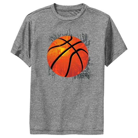 Boy's Lost Gods Digital Basketball Backdrop Performance Graphic Tee Charcoal Heather X Large