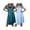 Blue Green/Light Blue, variant on Satin Nightgowns for Women 2 Pack Silk Nightgown Pleated Loose Night Shirts Short Sleeve Sleep Shirts