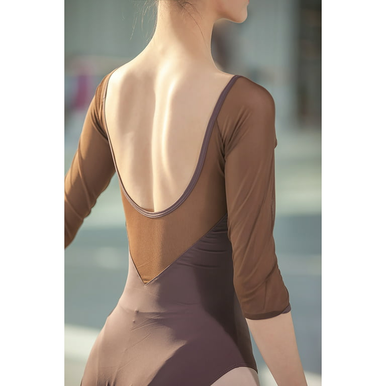 Transparent Womens Mesh Dance Leotard Dancewear Bodysuit Under Or