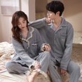 thumbnail image 1 of Pijama de pareja primavera y otoño niñas cárdigan de hombre solapa traje de casa se puede usar al aire libre otoño, 1 of 5