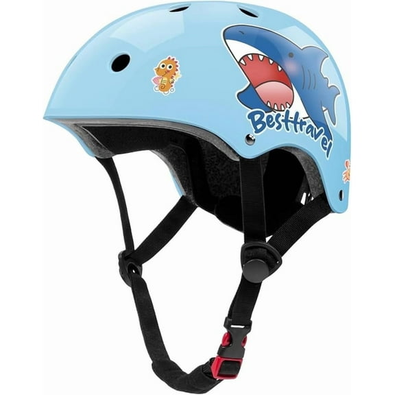 Kids Bike Helmet, Boys Girls Helmets, Toddler Helmet Skateboard Bicycle Helmet for Kids Ages 3-8 , Adjustable Helmet with Shark, Crab, Seahorse Printed Graphics, Multi-Sport Helmet
