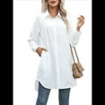 thumbnail image 1 of Vestido Camisero Informal para Mujer, Cuello en V, Botones, Larga, Holgado, Minivestido S, 1 of 8