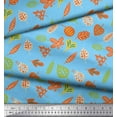 thumbnail image 2 of Soimoi Blue Rayon Crepe Fabric Insect,Berries & Leaves Clip Art Print Fabric by The Yards 46 Inch Wide, 2 of 3