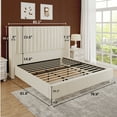 thumbnail image 3 of Merluxy Bed Frame King Size Upholstered Bed Wingback Headborad Velvet Channel Tufted/No Box Spring Needed/Cream, 3 of 9