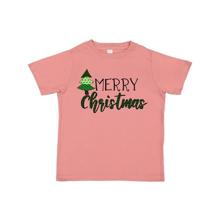 

Inktastic Merry Christmas Green Quilt Pattern Tree Gift Toddler Boy or Toddler Girl T-Shirt