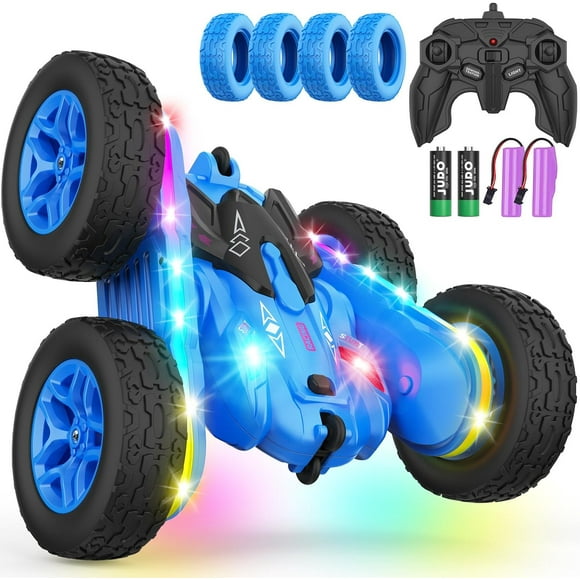 Remote Control Car,Stunt RC Car Toys New Upgraded Strip Lights and Headlights Car Toys Double-Sided 360° Rotating 4WD Rc Drift Truck for Kids