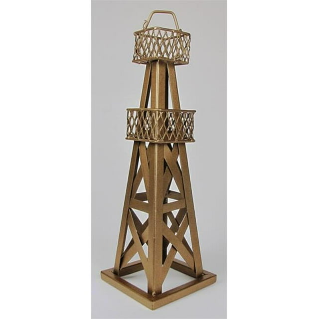 Metrotex Designs 12569 Steel Handmade Oil Derrick Table Decor-Gold Powder Coat Finish