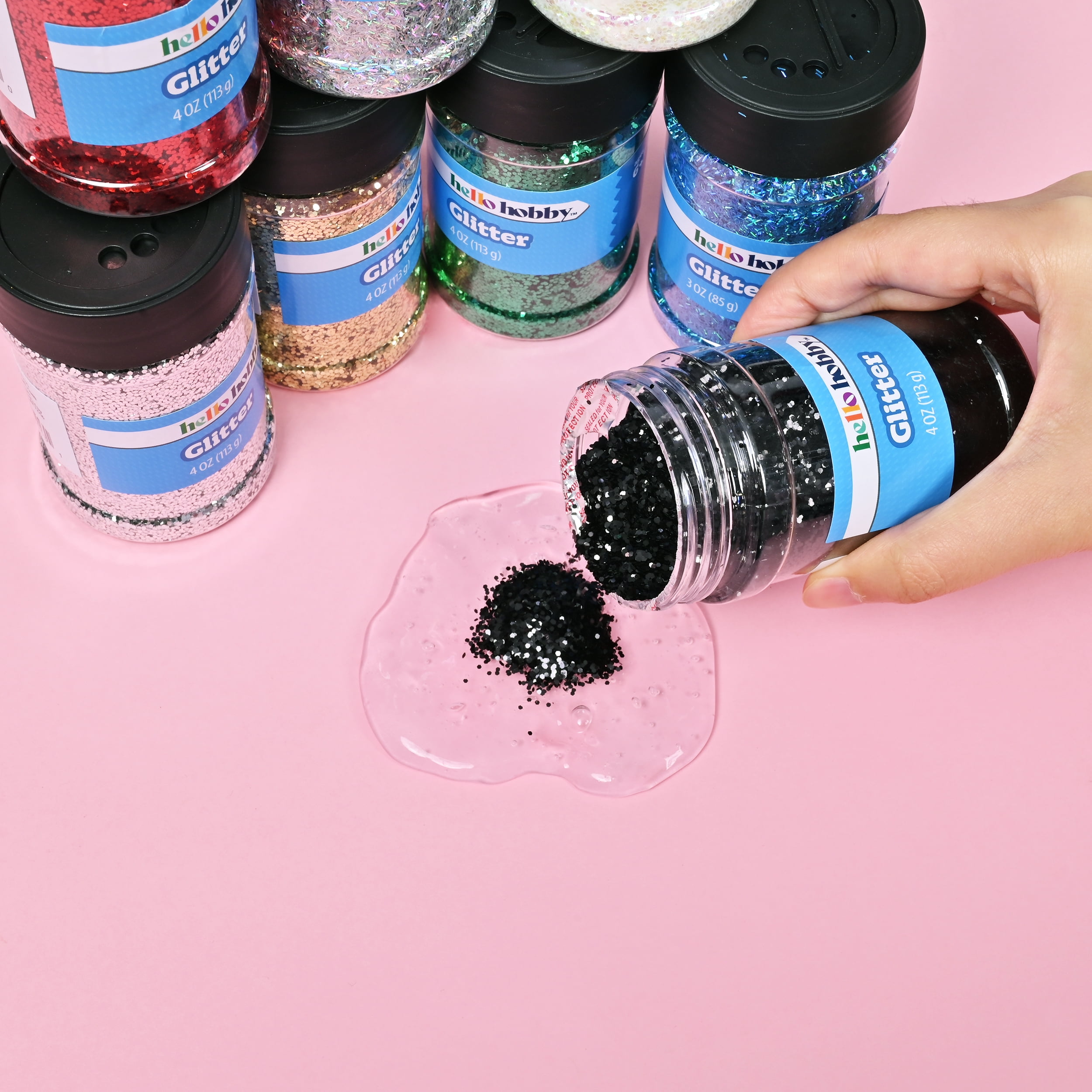 Hello Hobby Fine Black Craft Glitter, 4 oz